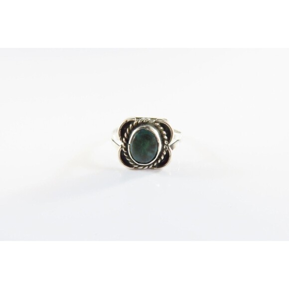 Vintage Petite Sterling Silver Polished Turquoise Ring Size 3 3/4 - Picture 2 of 7